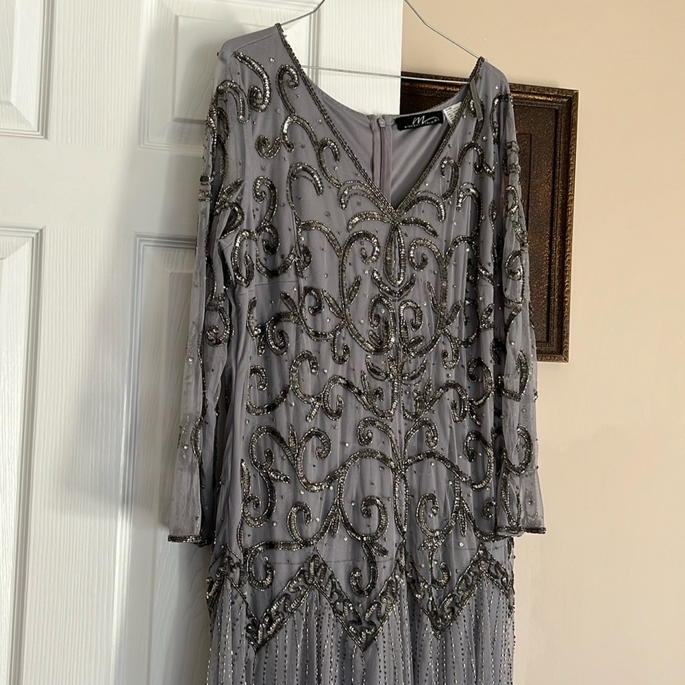 Dress in gray color beautiful embroidery